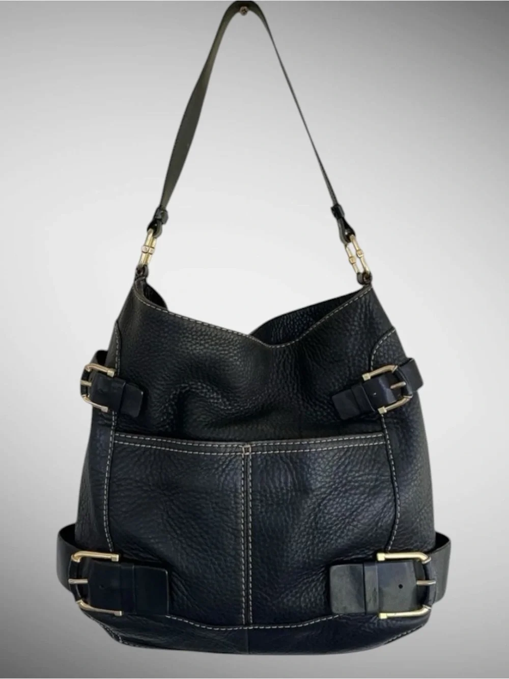 Michael Kors Yacht Club Leather Hobo Shoulder Bag Black